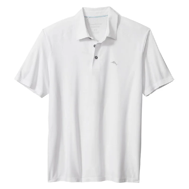 Men's short-sleeve subtle soft trendy muted tone tee-Tommy Bahama Islandzone Performance Palm Coast Polo Shirt - White