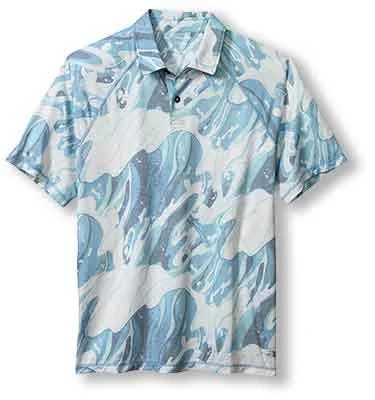 Men's short-sleeve subtle soft barbecue top-Tommy Bahama Rising Tides Polo Shirt - Banff Blue